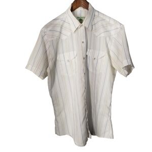 VTG Mesquite Mens Short Sleeve Western Pearl Snap Shirt Striped Made in USA L